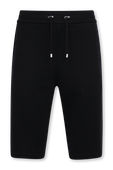 מכנסי ג'וג קצרים שחורים עם לוגו זהב BALMAIN