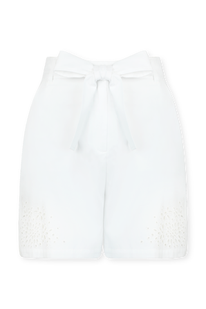 מכנסי ברמודה לבנים עם פתחים פרחוניים BOSS