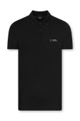 חולצת פולו שחורה עם לוגו מטאלי BOSS
