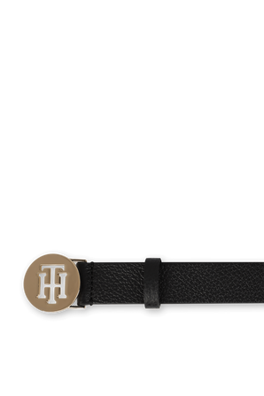 TH Logo leather Belt in Black TOMMY HILFIGER