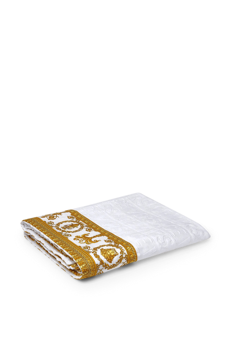 מגבת אמבטיה לוגומאנית לבנה עם הדפס בארוק VERSACE HOME