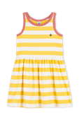 גילאי 6-12 שמלת מיני עם פסים בגווני צהוב ולבן PETIT BATEAU