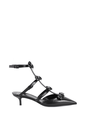 Ankle Strap Pump With French Bows in Black VALENTINO GARAVANI