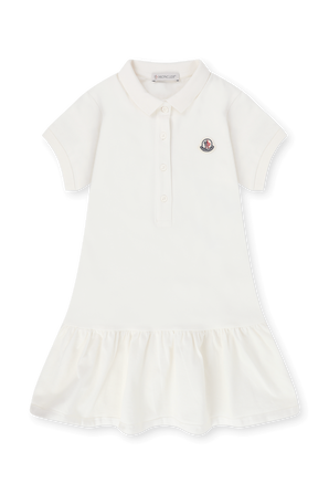 גילאי 8-10 שמלת פולו לבנה עם לוגו רקום MONCLER KIDS