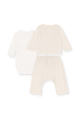 מארז שלושה חלקים - בגד גוף, מכנסיים וחולצה - גילאי 1-18 חודשים PETIT BATEAU