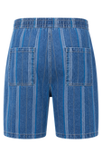 תמונה אחורית של מכנסי ג'ינס קצרים פסים