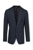 Two Buttons Suit Jacket In Blue Linen With Logo Pocket DOLCE & GABBANA