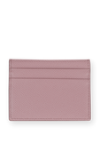Pastel Pink Leather Card Holder with Rhinestone DG Logo DOLCE & GABBANA