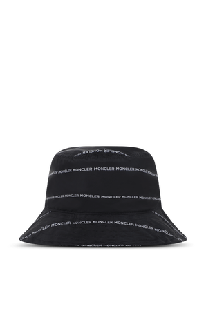 כובע באקט כחול עם לוגוטייפ MONCLER KIDS
