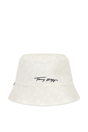 כובע באקט דו צדדי בגווני לבן ונייבי עם לוגו רקום TOMMY HILFIGER