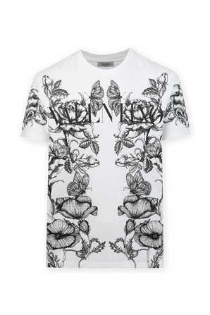 חולצת טי עם הדפס פרחוני בצבע לבן