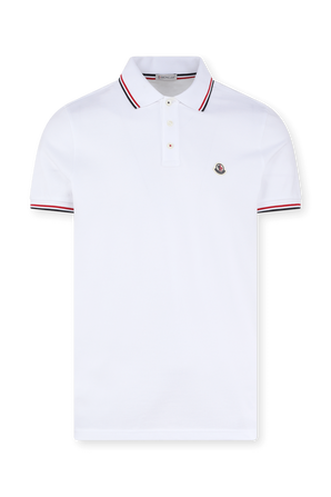 חולצת פולו טריקולור עם לוגו רקום MONCLER