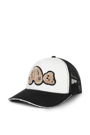 כובע רשת עם דובי בגווני שחור ולבן PALM ANGELS