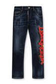 גילאי 2-16 מכנסי ג'ינס קול גאי כחולים עם הדפס גרפיטי DSQUARED2 KIDS