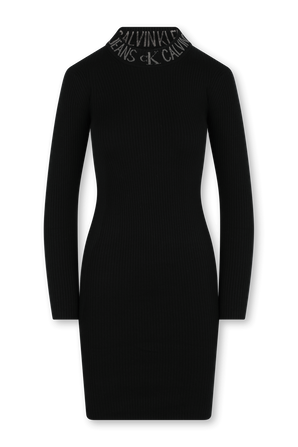 שמלת מידי סרוגה עם פתח בגב בצבע שחור CALVIN KLEIN