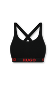 חזיית ספורט שחורה עם לוגו טייפ HUGO