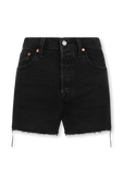מכנסי ג'ינס ריבקייד' קצרים שחורים LEVI`S