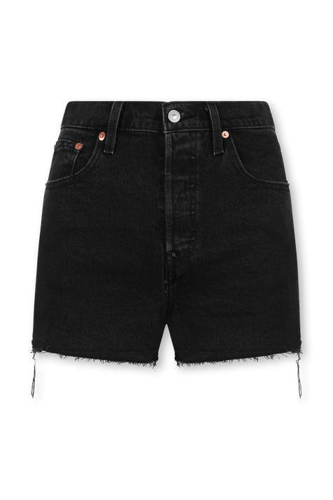 מכנסי ג'ינס ריבקייד' קצרים שחורים