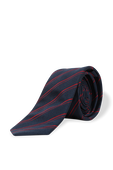 תמונה קידמית של Stripes Silk Tie in Blue and Red