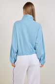 תמונת דוגמן אחורית של Seersucker Wovenair Funnel-Neck 1/2 Zip