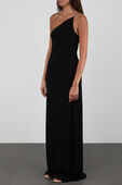 תמונת דוגמן קידמית של שמלת מקסי שחורה אסימטרית