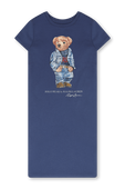 גילאי 8-16 שמלה כחולה קצרה עם הדפס דובי POLO RALPH LAUREN KIDS