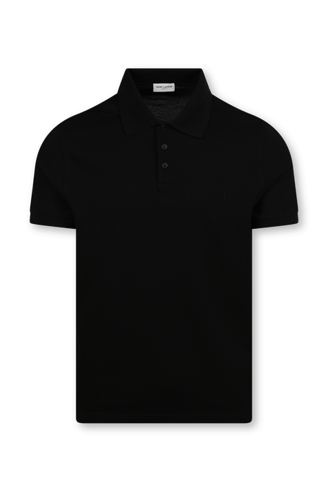 חולצת פולו שחורה עם לוגו רקום SAINT LAURENT