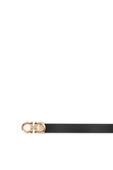 Adjustable and Reversible Gancini Belt in Black and Blue FERRAGAMO