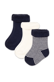 תמונה קידמית של שלושה זוגות גרביים - גילאי 3-12 חודשים