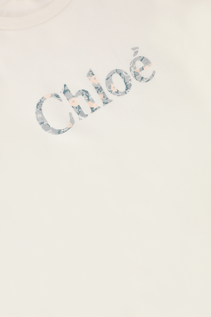גילאי 6-12 חולצת טי ארוכה עם הדפס לוגו פרחוני CHLOE KIDS