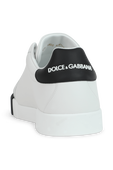 תמונה אחורית של Portofino Sneakers in White Leather with Rubber Toe