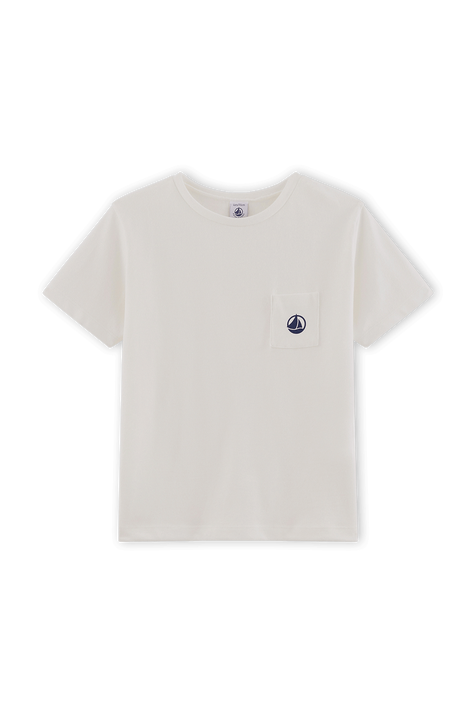 חולצת טי לבנה עם כיס צד - גילאי 4-5 PETIT BATEAU