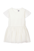 גילאי 3-12 שמלה בגוון לבן עם חצאית טול PETIT BATEAU