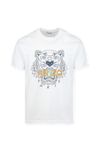 חולצת לוגו לבנה עם הדפס נמר KENZO