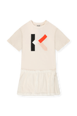גילאי 14 שמלת טי לבנה עם חצאית רשת KENZO KIDS