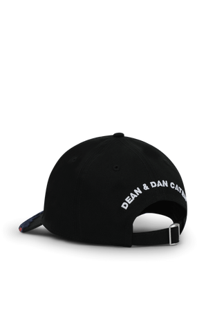 כובע בייסבול שחור עם להבות DSQUARED2