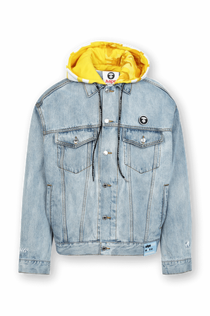 Aape Hoodie Denim Jacket in Light Wash AAPE