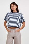 תמונת דוגמן קידמית של All Yours Organic Cotton Cropped T-Shirt *Stripe