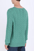תמונת דוגמן אחורית של Cable-Knit Cotton Sweater in Green