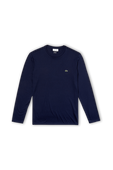 תמונה קידמית של Navy Blue Crew Neck Pima Cotton Jersey T-shirt