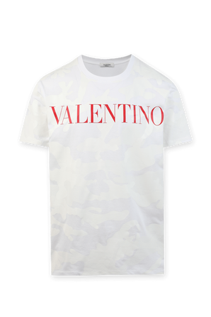 Camo Print Straight Tshirt in White VALENTINO