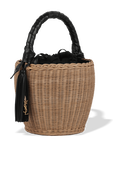 Panier Raffia Bucket Bag in Brown and Black SAINT LAURENT