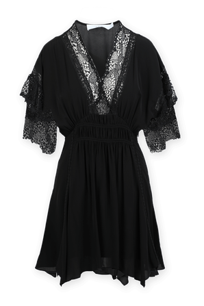 שמלת מיני ויסקוזה עם תחרה בגוון שחור IRO