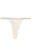 תמונה אחורית של Stretch Cotton Ribbed Logo High-Rise Thong Underwear