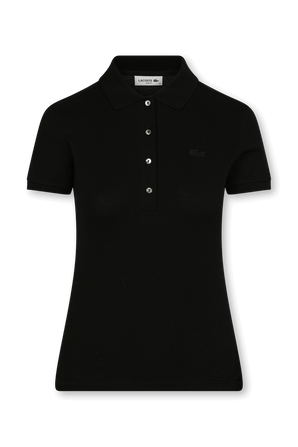 חולצת פולו שחורה עם לוגו רקום LACOSTE