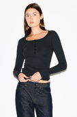תמונת דוגמן קידמית של COTTON RIB SCOOP NECK HENLEY
