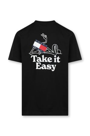 חולצת טי שחורה עם לוגו מצויר TOMMY HILFIGER