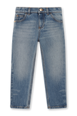מכנסי ג'ינס עם שפשופים - גילאי 10-14 VERSACE KIDS