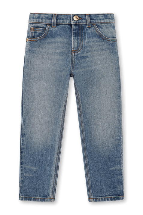 מכנסי ג'ינס עם שפשופים - גילאי 10-14 VERSACE KIDS