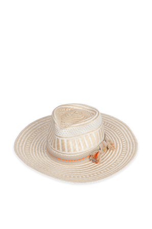 Straw Hat in Beige and White YOSUZI